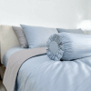 Chăn ga Cotton supima Xanh Ice blue phối xám