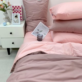 Chăn ga Cotton satin Dusty Pink phối Lavender Pink