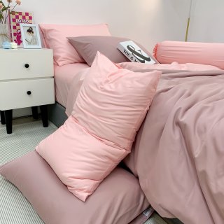 Chăn ga Cotton satin Dusty Pink phối Lavender Pink