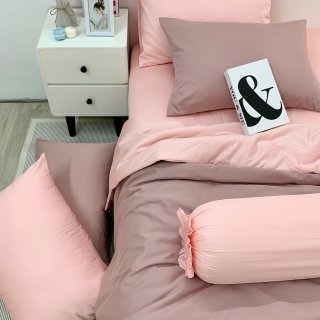 Chăn ga Cotton satin Dusty Pink phối Lavender Pink