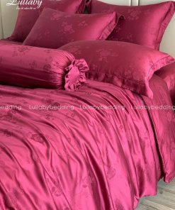 Chăn ga gối Tencel dệt kim đỏ | Chăn ga cưới | Lullaby Beding