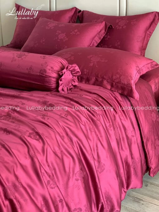Chăn ga gối Tencel dệt kim đỏ | Chăn ga cưới | Lullaby Beding