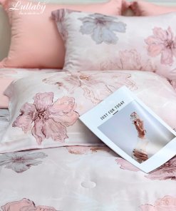 Chăn ga gối Tencel 60S Mẫu đơn hồng | Lullaby Bedding