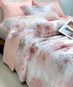 Chăn ga gối Tencel 60S Mẫu đơn hồng | Lullaby Bedding