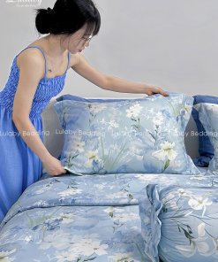 Chăn ga gối Tencel 100S Hoa Diên Vỹ Lullaby Bedding