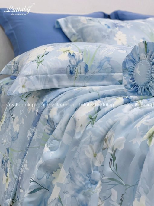 Chăn ga gối Tencel 100S Hoa Diên Vỹ Lullaby Bedding