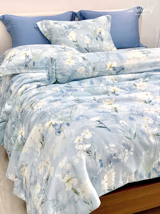 Chăn ga gối Tencel 100S Hoa Diên Vỹ Lullaby Bedding