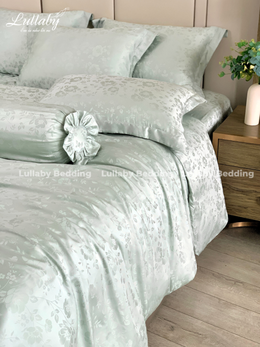 Chăn ga gối Tencel dệt kim - Green Flower| Lullaby Bedding