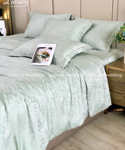 Chăn ga gối Tencel dệt kim - Green Flower| Lullaby Bedding