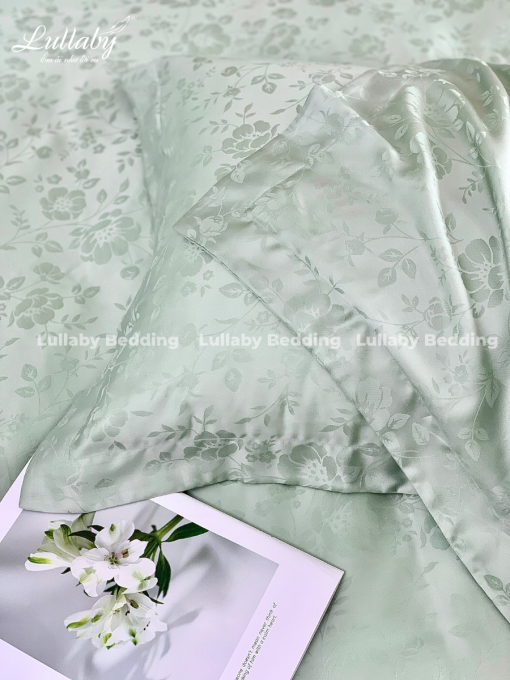 Chăn ga gối Tencel dệt kim - Green Flower| Lullaby Bedding