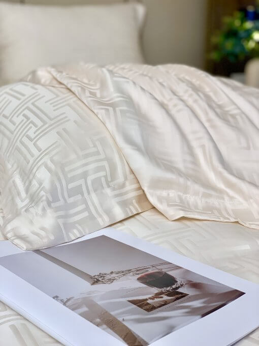 Chăn ga gối Tencel dệt kim - Mosaic Beige| Lullaby Bedding