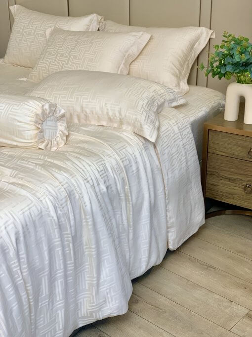 Chăn ga gối Tencel dệt kim - Mosaic Beige| Lullaby Bedding