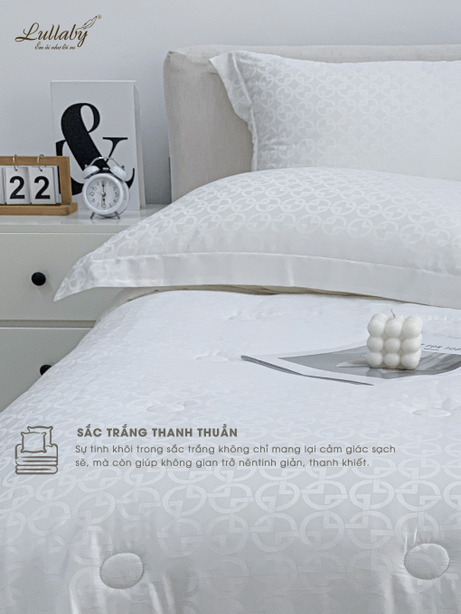 Chăn ga gối Tencel dệt kim - Pure White | Lullaby Bedding