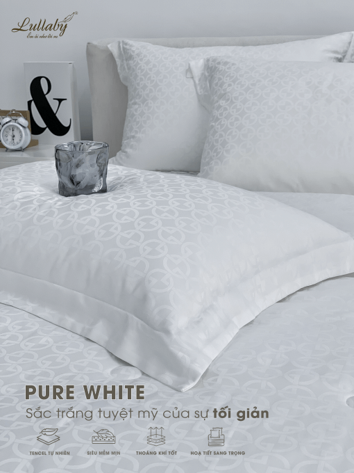 Chăn ga gối Tencel dệt kim - Pure White | Lullaby Bedding