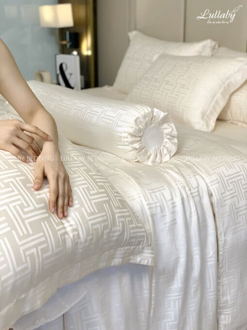 Chăn ga gối Tencel dệt kim - Mosaic Beige| Lullaby Bedding