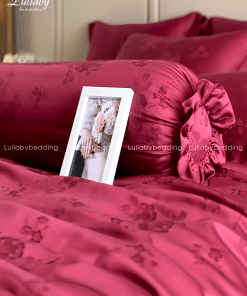Chăn ga gối Tencel dệt kim đỏ | Chăn ga cưới | Lullaby Beding