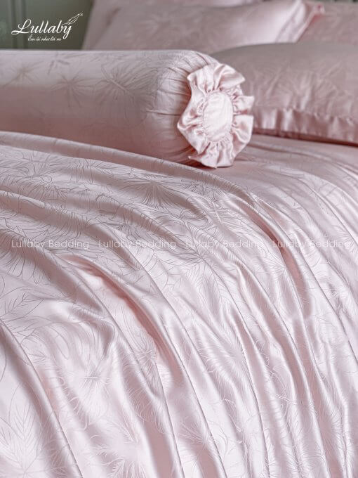 Chăn ga gối Tencel dệt kim hồng | Chăn ga cưới | Lullaby Beding