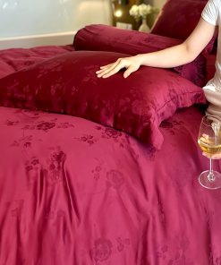 Chăn ga gối Tencel dệt kim đỏ | Chăn ga cưới | Lullaby Beding