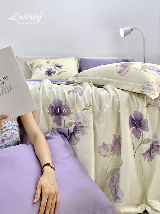 Chăn ga gối Tencel 60S Hoa Clematis | Lullaby Bedding