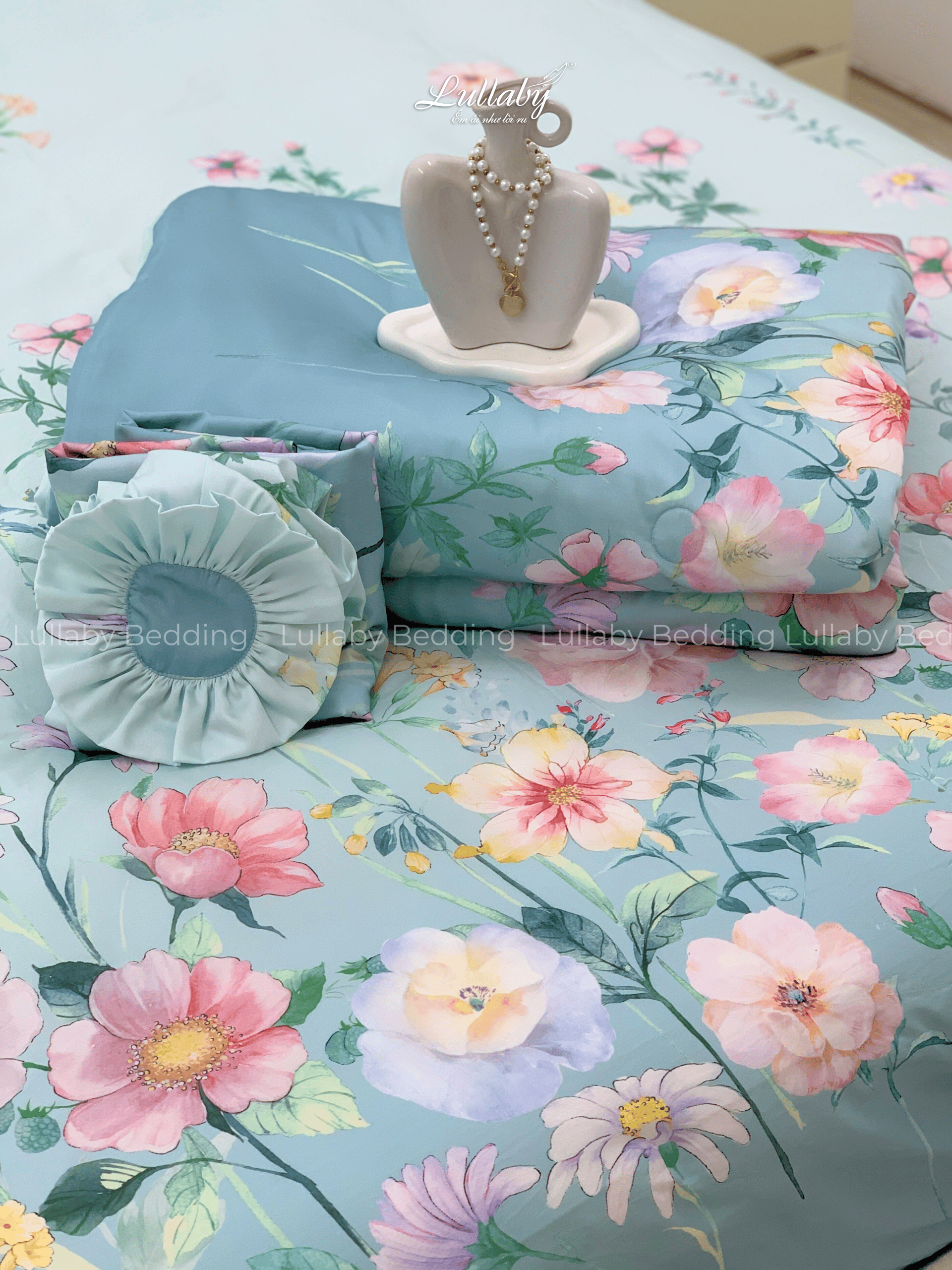 Chăn ga gối Tencel 60S Hoa trong gió | Lullaby Bedding | Chăn ga gối đệm Lullaby | Chăn ga gối Tencel | Chăn ga gối cao cấp