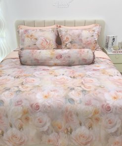 Chăn ga gối Tencel 60S Hoa hồng voan | Lullaby Bedding | Chăn ga gối đệm Lullaby | Chăn ga gối Tencel | Chăn ga gối cao cấp