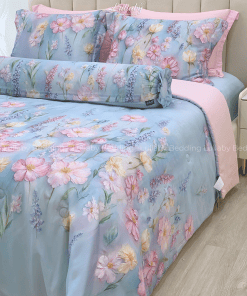 Chăn ga gối Tencel 60S Hoa xuân lam | Lullaby Bedding | Chăn ga gối đệm Lullaby | Chăn ga gối Tencel | Chăn ga gối cao cấp