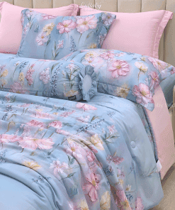 Chăn ga gối Tencel 60S Hoa xuân lam | Lullaby Bedding | Chăn ga gối đệm Lullaby | Chăn ga gối Tencel | Chăn ga gối cao cấp