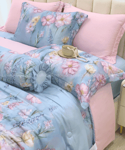 Chăn ga gối Tencel 60S Hoa xuân lam | Lullaby Bedding | Chăn ga gối đệm Lullaby | Chăn ga gối Tencel | Chăn ga gối cao cấp
