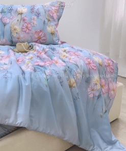 Chăn ga gối Tencel 60S Hoa xuân lam | Lullaby Bedding | Chăn ga gối đệm Lullaby | Chăn ga gối Tencel | Chăn ga gối cao cấp