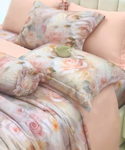 Chăn ga gối Tencel 60S Hoa hồng voan | Lullaby Bedding | Chăn ga gối đệm Lullaby | Chăn ga gối Tencel | Chăn ga gối cao cấp