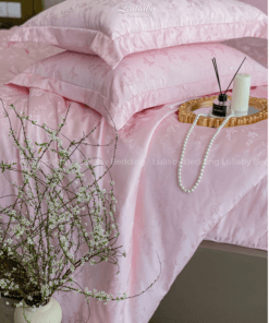Chăn ga gối Tencel dệt kim hồng | Chăn ga cưới | Lullaby Beding