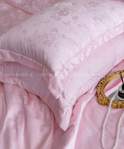 Chăn ga gối Tencel dệt kim hồng | Chăn ga cưới | Lullaby Beding