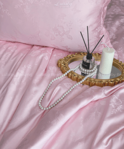 Chăn ga gối Tencel dệt kim hồng | Chăn ga cưới | Lullaby Beding