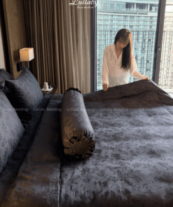 Chăn ga gối Tencel dệt kim xám | Chăn ga cưới | Lullaby Beding