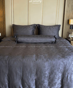 Chăn ga gối Tencel dệt kim xám | Chăn ga cưới | Lullaby Beding