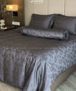 Chăn ga gối Tencel dệt kim xám | Chăn ga cưới | Lullaby Beding