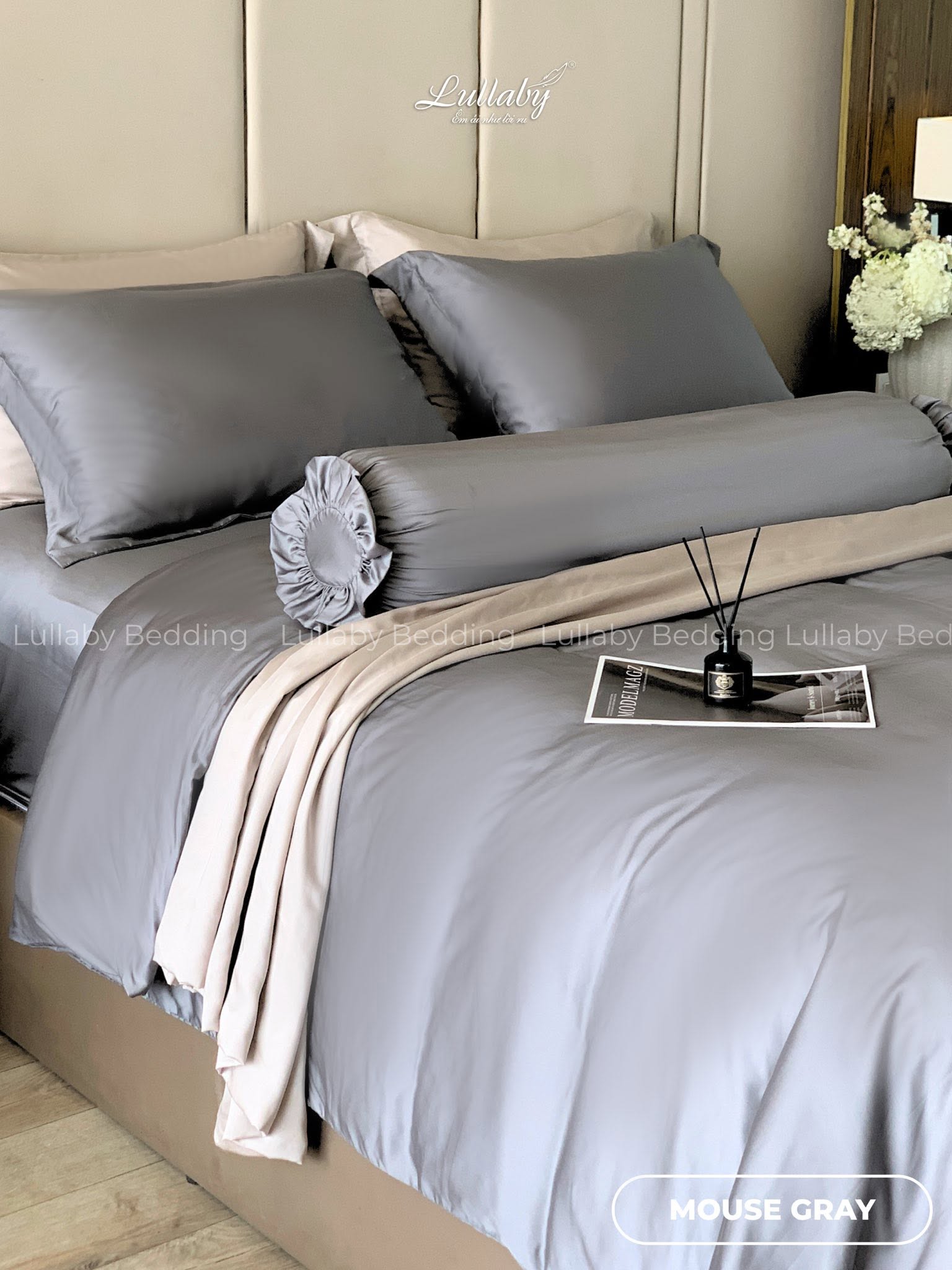Tencel 100s | Tencel 100s Mouse Gray | Tencel 100s Lullaby Bedding | Bộ chăn ga gối Tencel 100s | Bộ chăn ga gối Tencel cao cấp